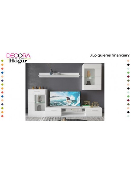 Composición Salón Perlita 230cm  Blanco Brillo