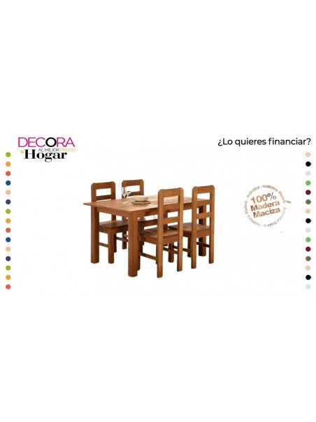 Conjunto Mesa Comedor Dakota Extensible + 4 Sillas Dakota Cera